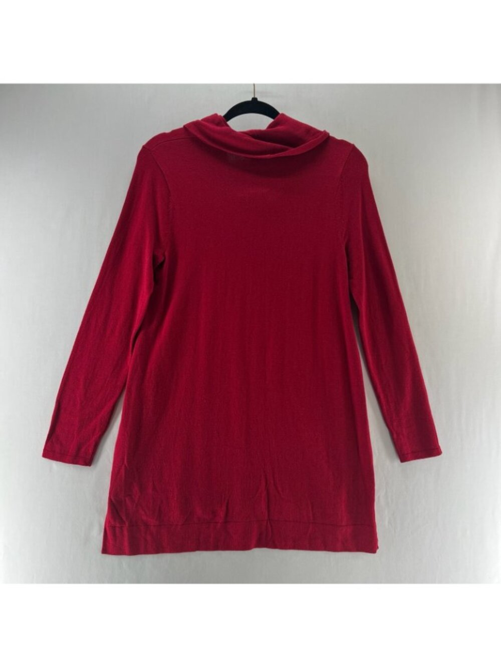 J.Jill Cowl Neck Tunic Sweater Womens XS Knit Long Sleeve Pullover High Low Red - Picture 2 of 13